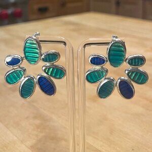Vintage Anne Klein Green & Blue Gripoix Earrings